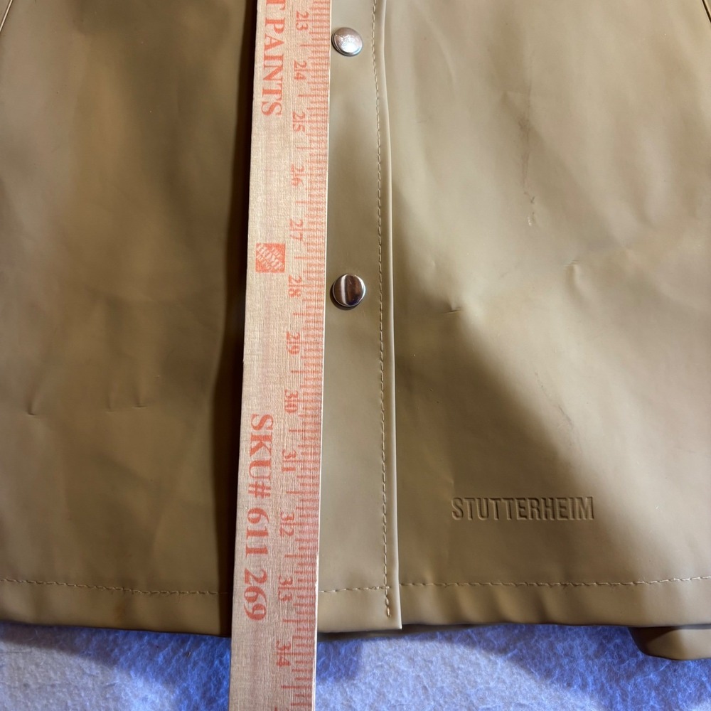 STUTTERHEIM Womens Tan Raincoat Hooded Snap Front Size S - Picture 7 of 11